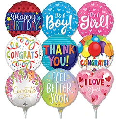 4" Assorted Message Pre-Inflated Micro Stick Balloons ProfitPak 30pk
