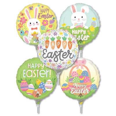 9" Easter Pre-inflated Mini Stick Balloons ProfitPak 30pk