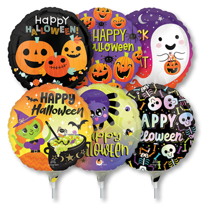 9 Inch Halloween Pre-Inflated Mini Stick Balloons ProfitPak 30pk