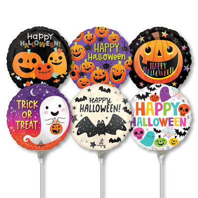 9 Inch Halloween Pre-Inflated Mini Stick Balloons ProfitPak 30pk