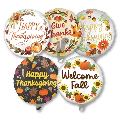 9 Inch Thanksgiving Pre-Inflated Mini Stick Balloons ProfitPak 30pk