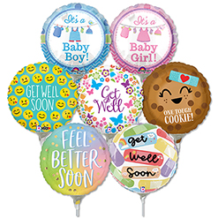 9 Inch Get Well & Baby Pre-Inflated Mini Stick Balloons ProfitPak 30pk