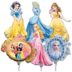 14 Inch Disney Princesses Pre-Inflated Minishape Stick Balloons ProfitPak 16pk
