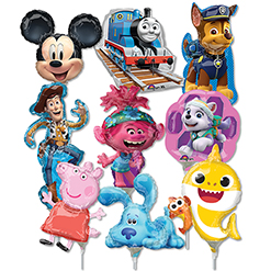 14 Inch Preschool Characters Pre-Inflated Minishape Stick Balloons ProfitPak 16pk