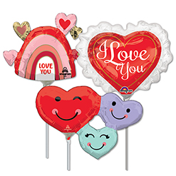 14 Inch Love Pre-Inflated Minishape Stick Balloons ProfitPak 16pk