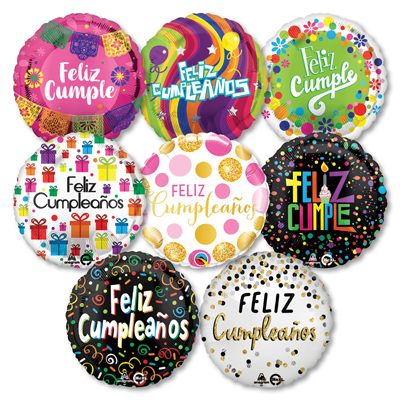 Std Spanish Birthday Balloon Profitpak 25pk - Balloons.com