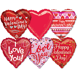 Value Std Foil Valentine & Love Balloon Assortment 100pk
