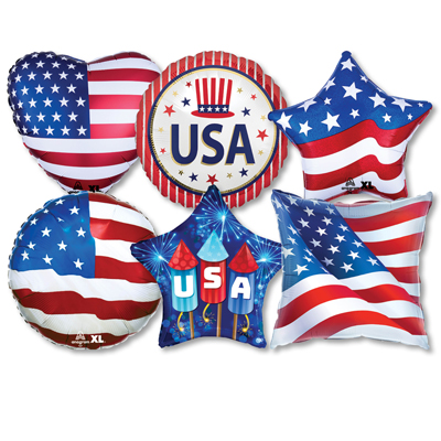 Std Premium Patriotic Foil Balloons ProfitPak 25pk