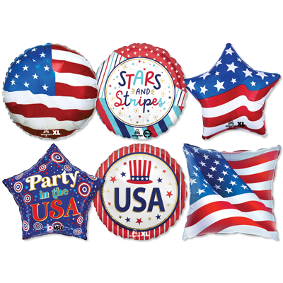Std Premium Patriotic Foil Balloons ProfitPak 25pk
