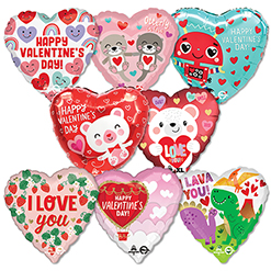 Premium Std Foil Youthful Valentine & Love Balloon Assortment 25pk