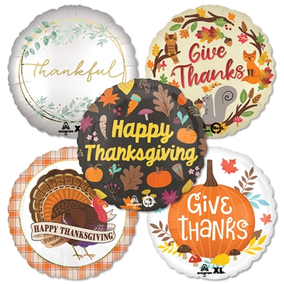 Standard Foil Thanksgiving Balloon Assortment 25pk