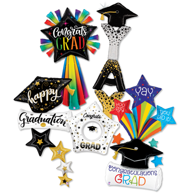 Graduation Large Shape Balloons ProfitPak 5pk