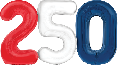 34" x 61" Patriotic 250 Years Number Balloons Kit