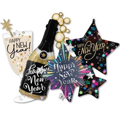 New Year Shape Balloons 15pk