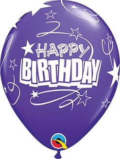11" Birthday Loops & Stars Latex Balloon 6pk
