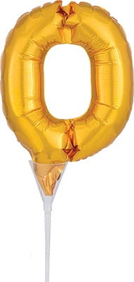 6" Gold Air Fill Cake Number Pick Zero Balloon