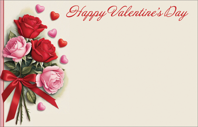 Valentine Long Stem Roses Floral Enclosure Cards 50 pk