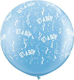 3' It's A Boy Pale Blue Latex Balloon 2pk