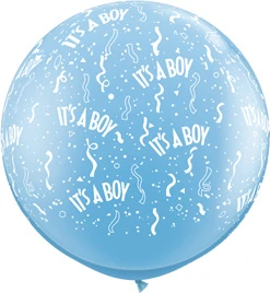 3' It's A Boy Pale Blue Latex Balloon 2pk