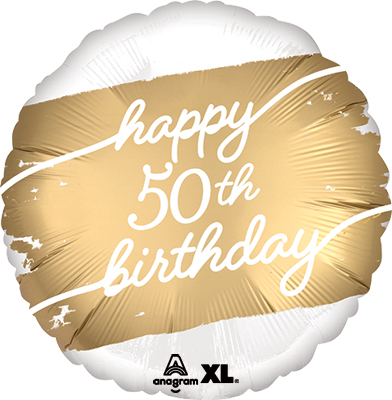Std Birthday Satin Luxe Golden Age 50 Balloon