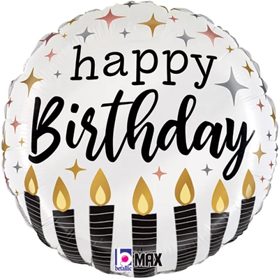 Std Birthday Satin Metallic Candles Balloon