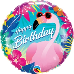 Std Birthday Tropical Flamingo Balloon