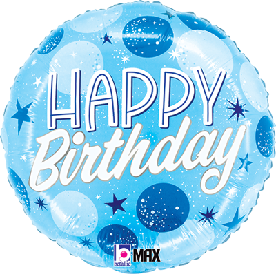 Std Birthday Blue Sparkle Dots Balloon