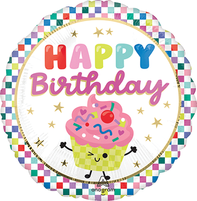 Std. Birthday Vibrant Cupcakes Balloon