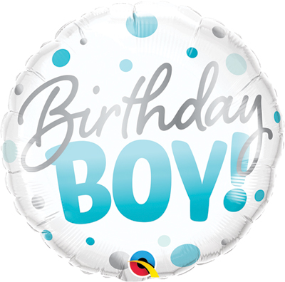Std Birthday Boy Blue Dots Balloon