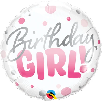 Std Birthday Girl Pink Dots Balloon