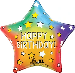 Std Birthday Rainbow Stars Balloon
