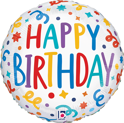 Std Birthday Playful Streamers Balloon