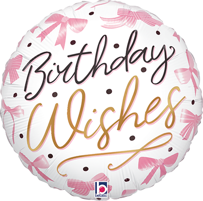 Std Birthday Pink Bow Wishes Balloon