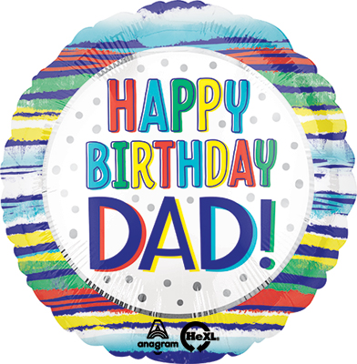 Std Birthday Dad Stripes Balloon