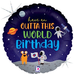 Std Birthday Outta This World Holographic Balloon