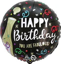 Std Birthday Gold Bubbly Balloon