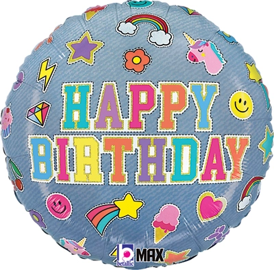 Std Birthday Patches Denim Jacket Balloon