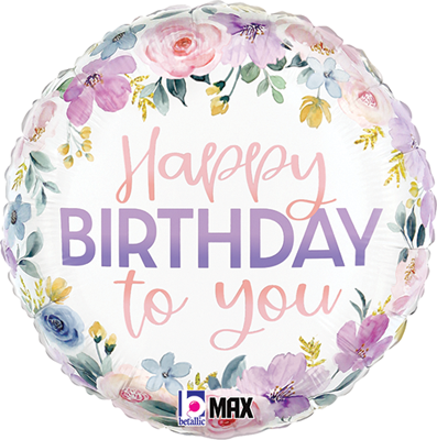Std Birthday Floral Watercolor Balloon