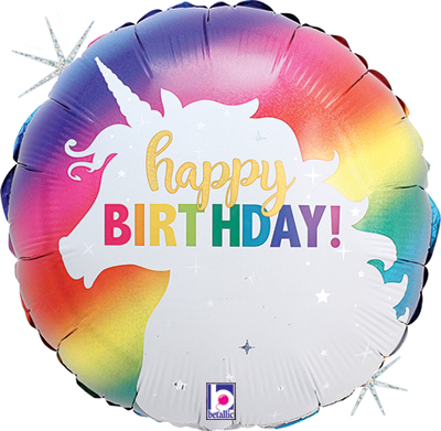 Std Glitter Unicorn Birthday Holographic Balloon