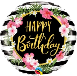 Std Birthday Hibiscus Stripes Balloon