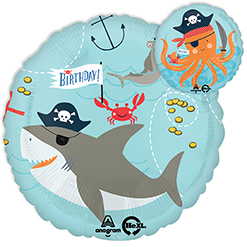 Std Ahoy Birthday Shark & Octopus Balloon