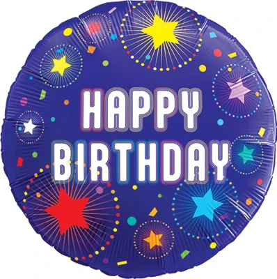 Std Birthday Stars & Dots Balloon