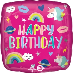 Std Birthday Unicorn Trendy Icons Balloon