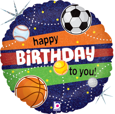 Std Birthday Sports Holographic Balloon