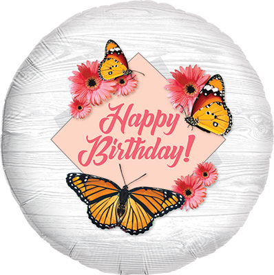 Std Birthday Butterflies Balloon
