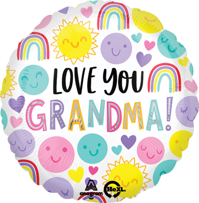 Std Love You Grandma Happy Faces Balloon
