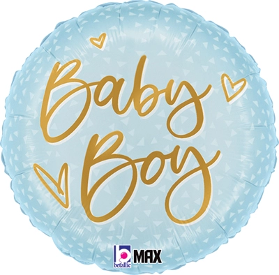 Std Satin Boy Gold Script Balloon