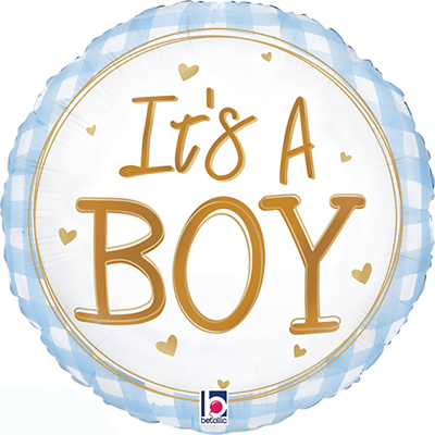 Std Baby Boy Gingham Balloon