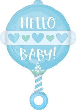 24 Inch Std Shape Hello Baby Boy Rattle Balloon