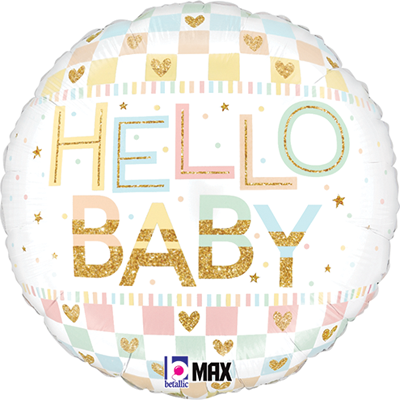 Std Hello Baby Rainbows Balloon